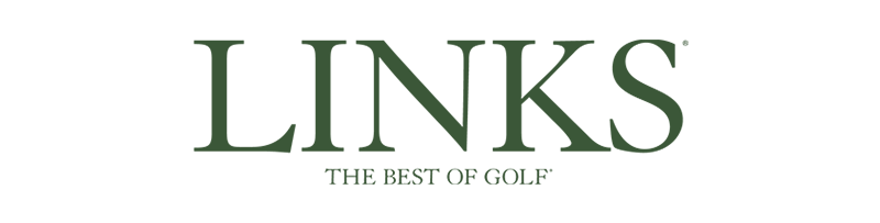 A green word mark logo that say Links and The best of golf underneath the first word.